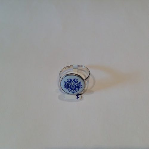 EZÜST Kalocsai Gyűrű – Kék rózsa nefelejccsel
