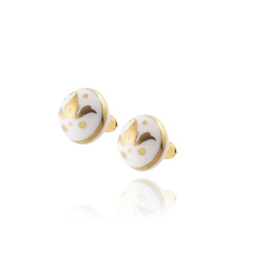 ZEMA – Barokk fehér&Arany lencse fülbevaló 11 mm