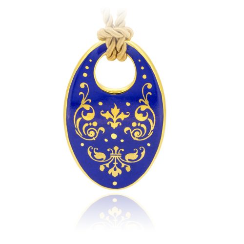 ZEMA – Barokk Royal Blue ovál medál 60 mm x 40 mm