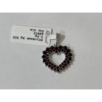 Gránát köves ezüst  medál-szív