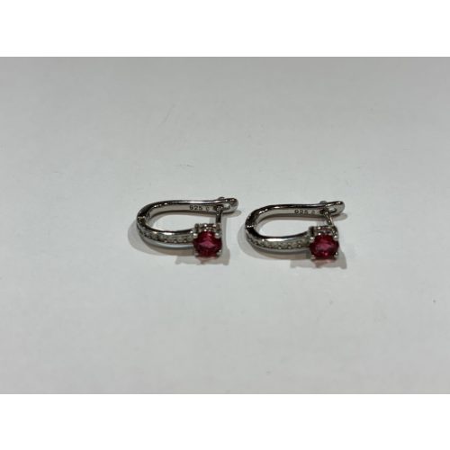 Pink topaz köves ezüst fülbevaló
