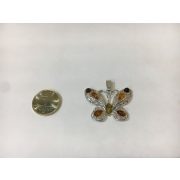 Borostyán köves ezüst medál – Tündöklő pillangó