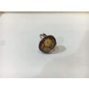 Borostyán köves ezüst  gyűrű-Virág