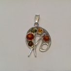 Borostyán köves ezüst medál – Paletta