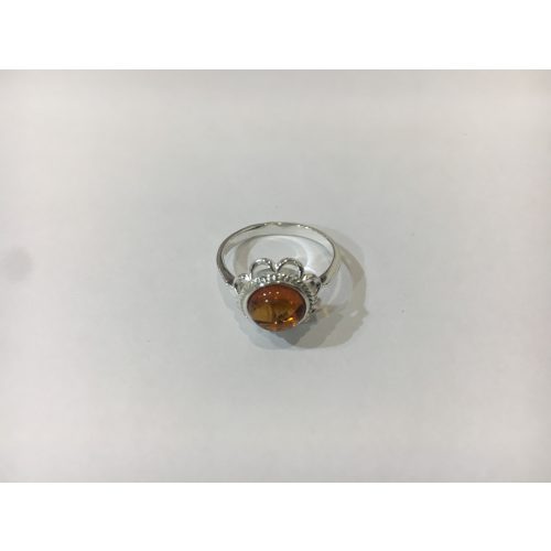Ezüst gyűrű borostyánnal – Mézbarna mandulavirág