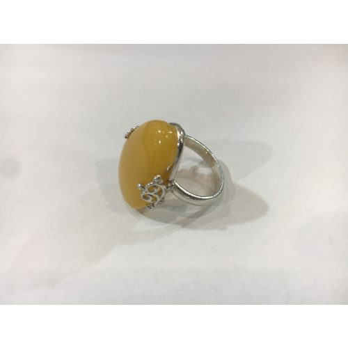 Borostyán köves ezüst gyűrű – Konyak kupacs