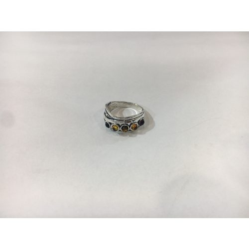 Borostyán köves ezüst gyűrű – Homoktövis