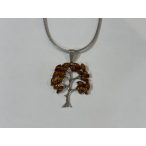 Borostyán köves ezüst élet fa medál – Éger