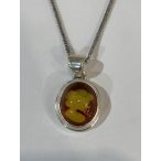 Borostyán köves ezüst  medál-Kis Kámeo
