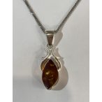 Borostyán köves ezüst medál – Jégvirág