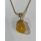 Borostyán köves ezüst  medál-Aranyozott Csepp