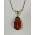 Borostyán köves aranyozott ezüst medál – Cukorcsepp