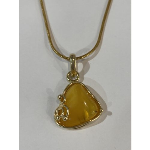 Borostyán köves sárga ezüst medál