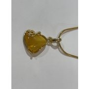 Borostyán köves sárga ezüst medál