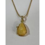 Borostyán köves aranyozott  ezüst  medál-tri color