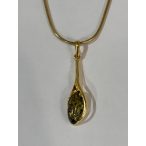 Borostyán köves ezüst medál – Virágakasztós  csepp