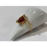 Borostyán köves ezüst  gyűrű-Mézecske