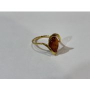 Borostyán köves ezüst  gyűrű-Mézecske