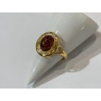 Borostyán köves ezüst  gyűrű-Tricolor