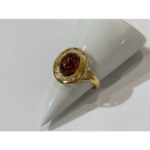 Borostyán köves ezüst  gyűrű-Tricolor