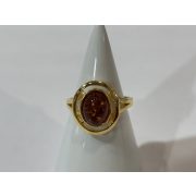 Borostyán köves ezüst  gyűrű-Tricolor