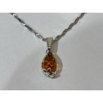 Borostyán köves ezüst medál-Csepp