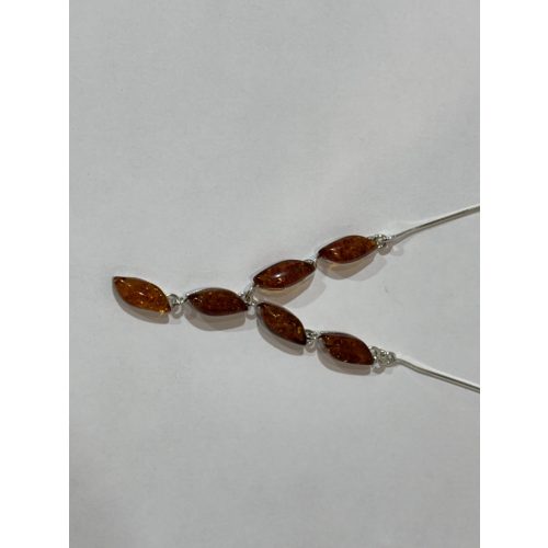 Borostyán köves ezüst nyaklánc-Mária