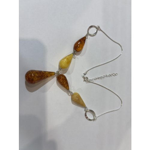 Borostyán köves ezüst nyaklánc-Ambrózia