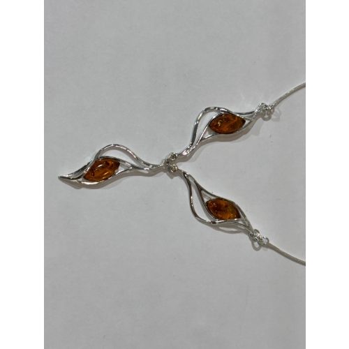 Borostyán köves ezüst  nyaklánc