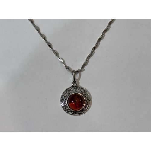 Borostyán köves ezüst medál – Antik kerékpár