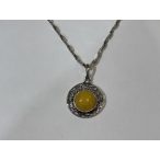 Borostyán köves ezüst  medál-Napocska