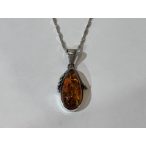 Borostyán köves  ezüst medál – Mézsárga csepp