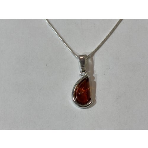 Borostyán köves ezüst  medál-Fanni