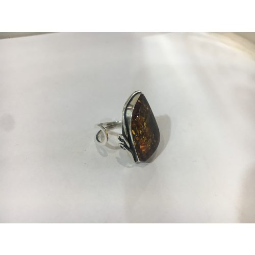 Borostyán köves ezüst gyűrű – Sivatagi csillogás