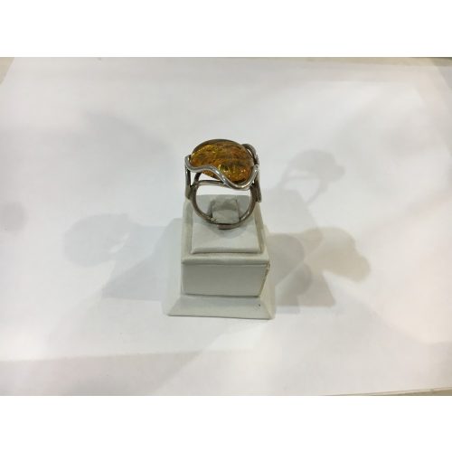 Borostyán köves ezüst gyűrű -yozgat