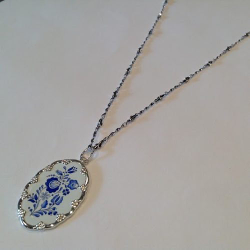 EZÜST – Kalocsai  medál – Nagy kék rózsa árvácskával